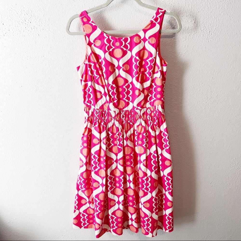 Boden pink peach white 100% cotton scoop neck dress size 6